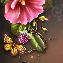 Оригинал схемы вышивки «бабочка и цветы» (№963164)