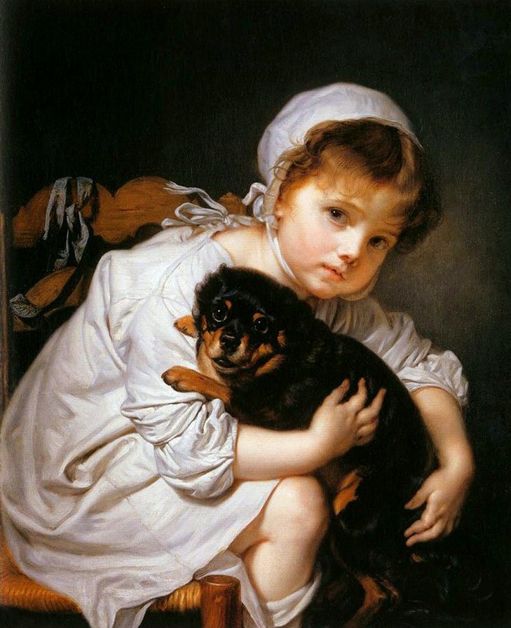Брайтон Ривьер (01) - живопись, собака, портрет, ребенок, искусство, картина, девочка - оригинал