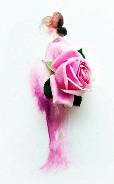 Серия "Акварель и цветы" - девушка, розы, цветы - оригинал