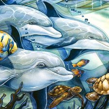 Оригинал схемы вышивки «морская фантазия с дельфинами» (№963947)