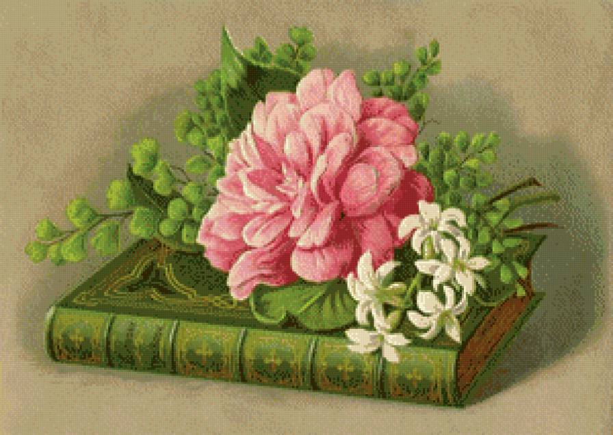 Серия "Цветы, букеты" - винтаж, цветок, натюрморт, книга, подарок - предпросмотр