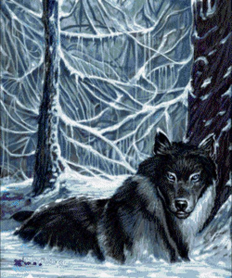 снежный волк - лес, снег, волки, животные, природа - предпросмотр