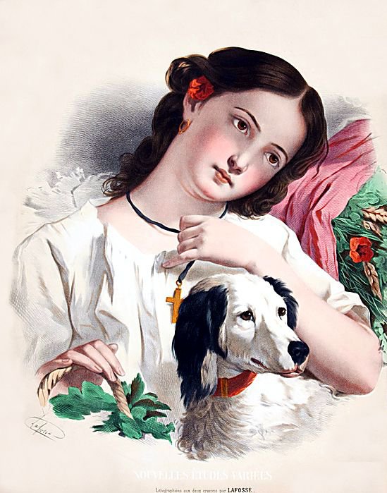 женский образ с собакой - образ, портрет, женщина, собака, девушка, красота, живопись - оригинал