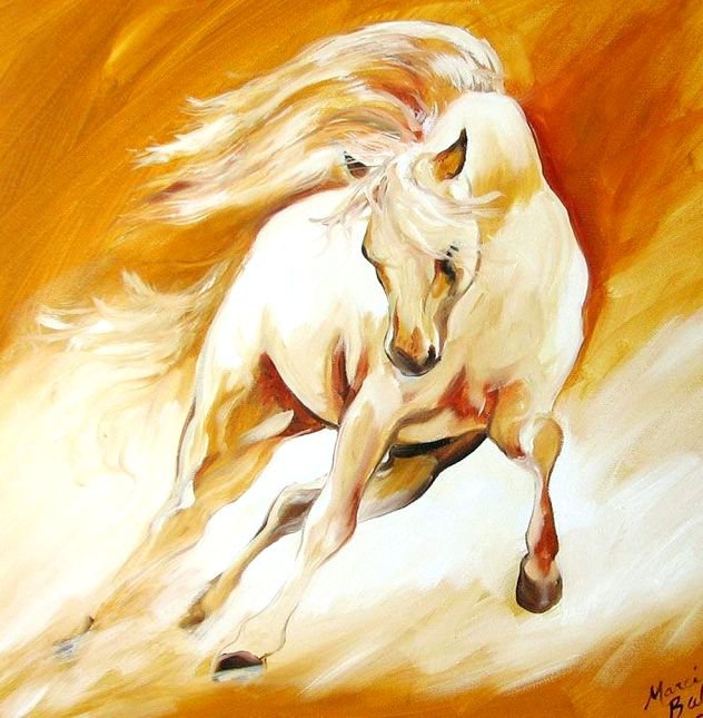 лошадь на скаку - природа, животное, лошадь, конь, живопись - оригинал