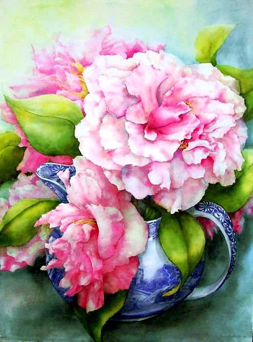 цветы в кувшине - ваза, цветы, живопись, букет, кувшин, натюрморт - оригинал