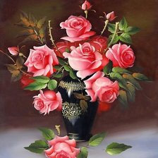 Оригинал схемы вышивки «ваза с розами» (№967292)