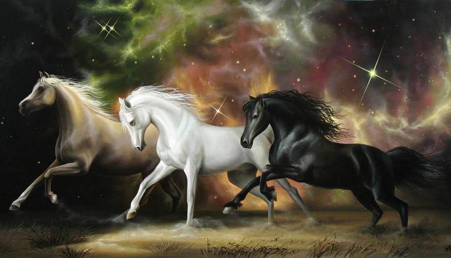 Трио - животные, лошадь, конь - оригинал