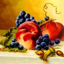 Оригинал схемы вышивки «персики и виноград» (№967616)