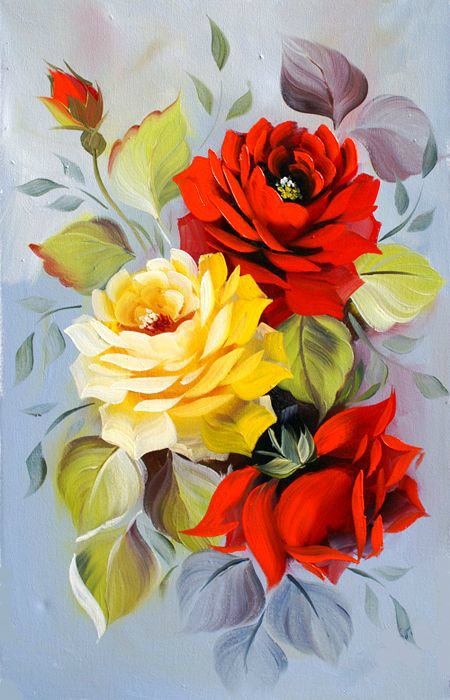 прекрасные розы - букет, живопись, панно, красота, картина, розы, цветы - оригинал