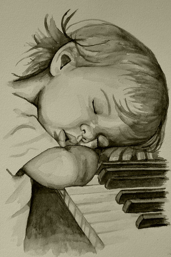 Серия "Наши малыши" Юный пианист - музыкант, пианино, сон, мальчик, малыш - оригинал