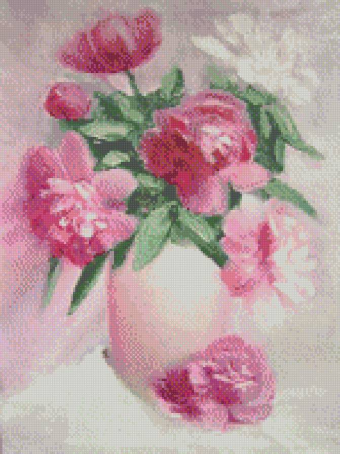 Пионы в вазе - пионы, бутоны, розовое, букет, цветы, ваза - предпросмотр