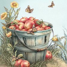 Оригинал схемы вышивки «яблочки в ведре» (№968437)