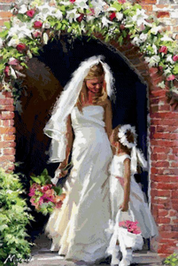 невеста - ребенок, любовь, праздник, невеста, цветы, свадьба, счастье - предпросмотр