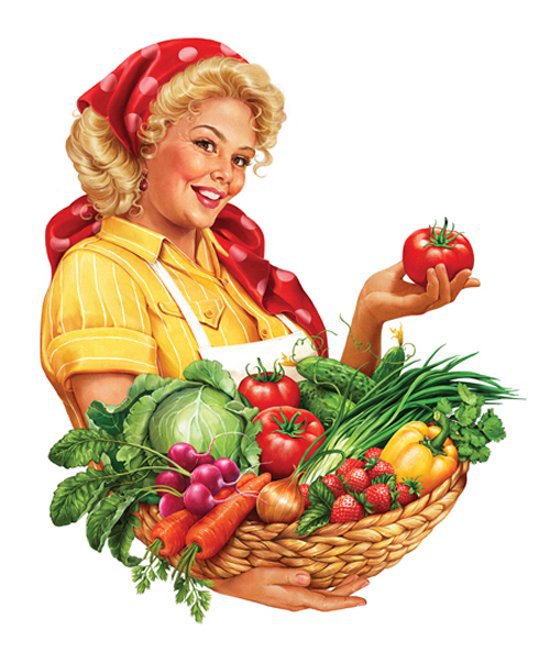 иллюстрации - девушка, овощи, иллюстрации - оригинал