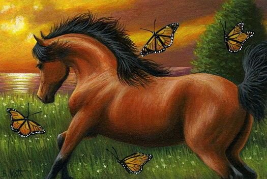 лошадка - лошади, кони, животные.бабочки, лошадка, лошадь, бабочка - оригинал