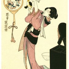 Оригинал схемы вышивки «Японка с котом» (№974191)