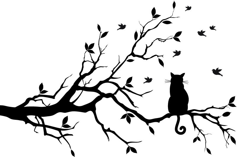 Осень - монохром, кошка, кошки - оригинал
