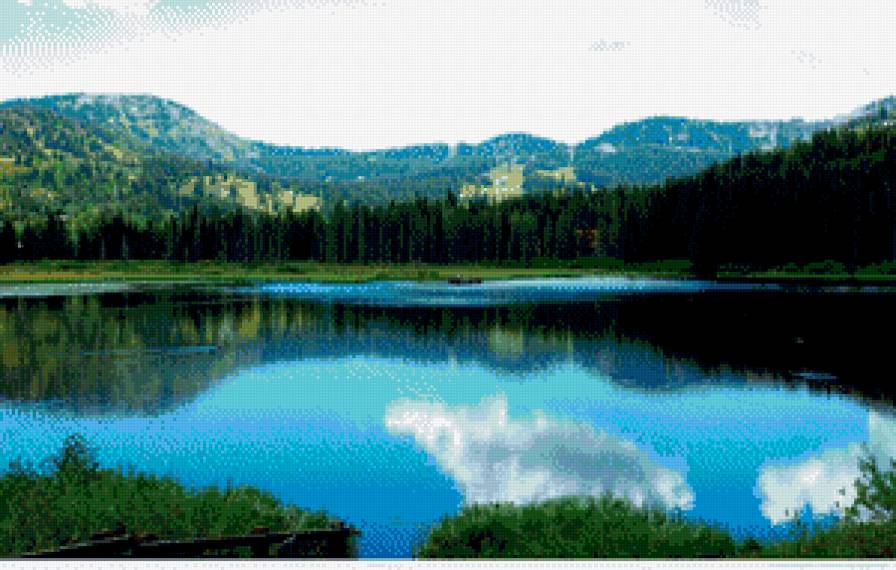 Озеро - природа, озеро, картина - предпросмотр