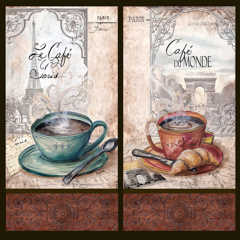 кофе а париже - кофе, открытка, винтаж - оригинал