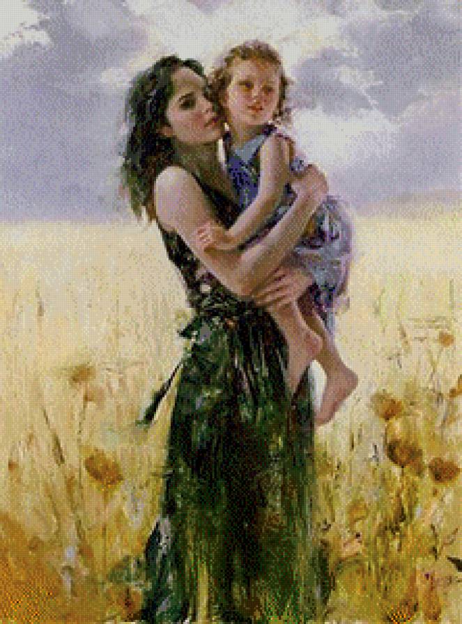 мать и дитя - ребенок, поле, женщина - предпросмотр
