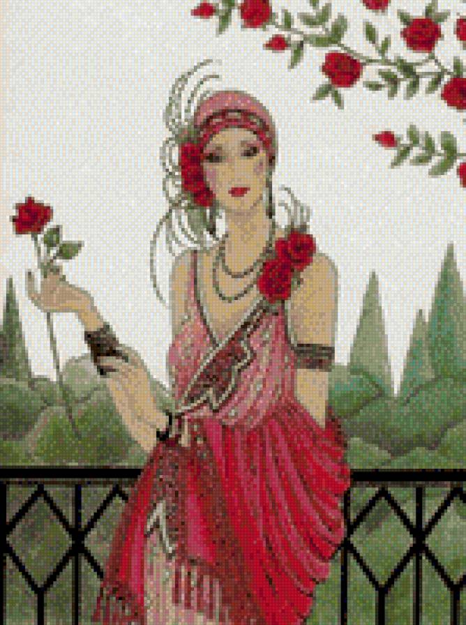 Дама с розой - предпросмотр