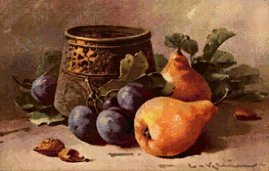 Фрукты от Catherine Klein - фрукты, кухня, ваза, груши, фруктовое ассорти, сливы - предпросмотр