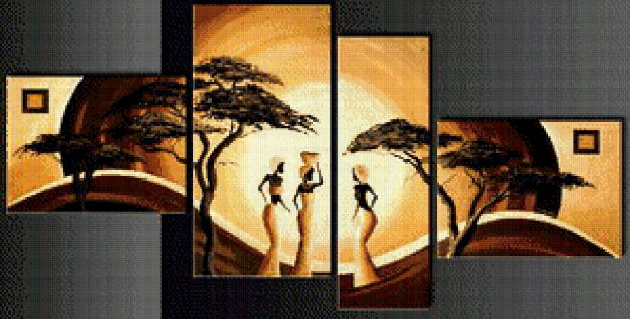 триптих - африка, триптих, люди, женщина, девушка - предпросмотр