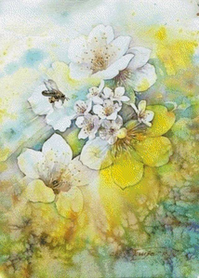 Нежные цветочные акварели Ryu Eunja № 2 - искусство, живопись, цветы, картина - предпросмотр