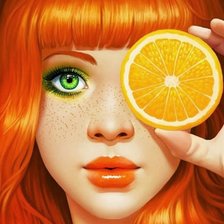 Оригинал схемы вышивки «Оранжевая девочка» (№983084)