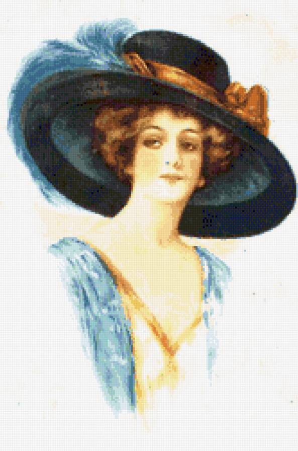 Дама в шляпке - дама, портрет, девушки - предпросмотр