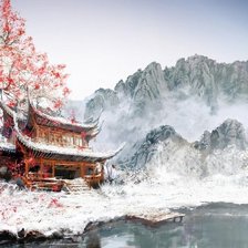Японский домик в горах