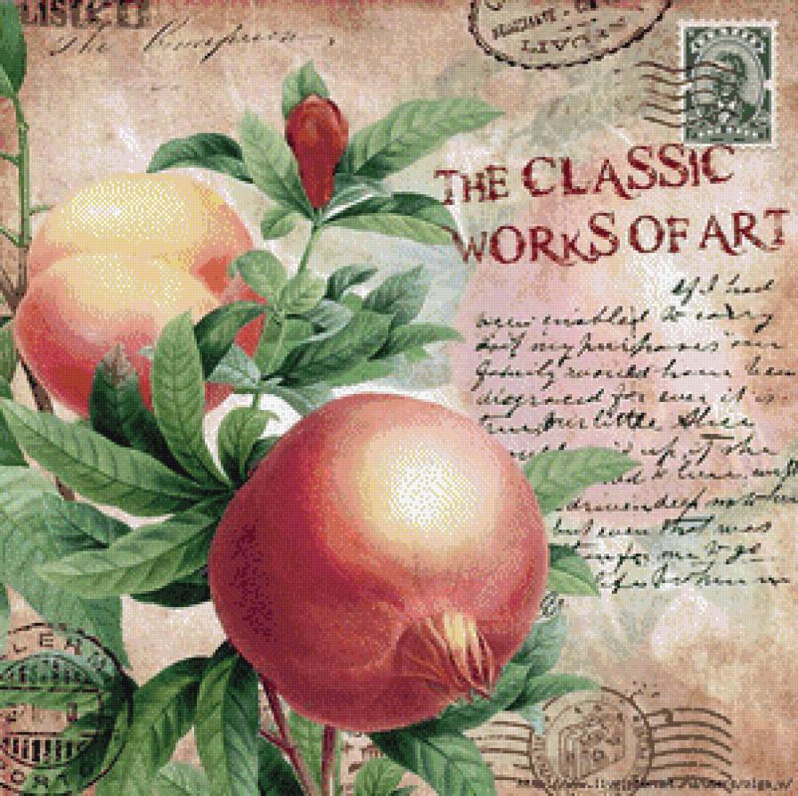 старая открытка"ГРАНАТ" - фрукты, открытка - предпросмотр