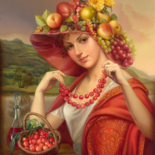 Оригинал схемы вышивки «Девушка с фруктами» (№984152)