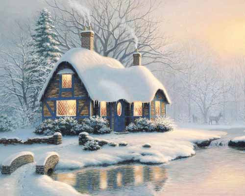 домик зимой - домик, пейзаж, зима - оригинал