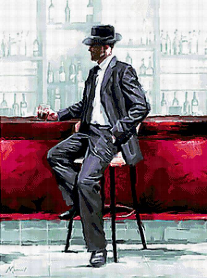 мужчина в баре часть 2 (диптих) - бар. кафе, диптих, вино, мужчина, чувства, знакомство, женщина - предпросмотр
