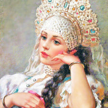 Оригинал схемы вышивки «русская красавица» (№985776)