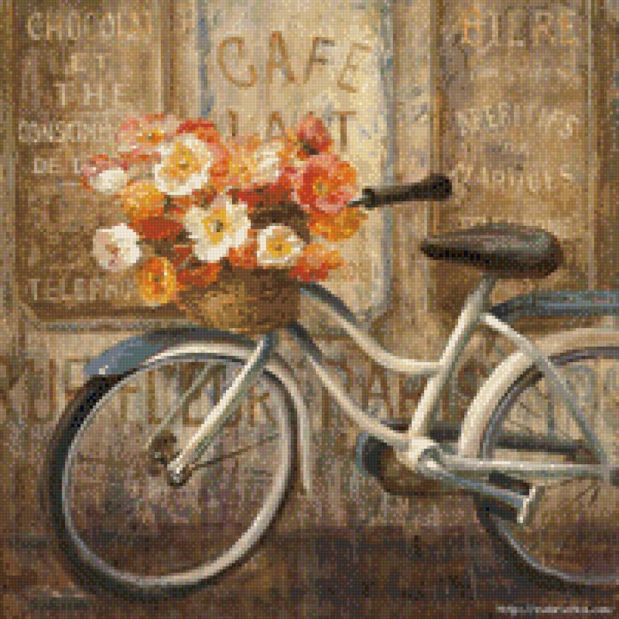 У кафе - цветник, велосипед - предпросмотр