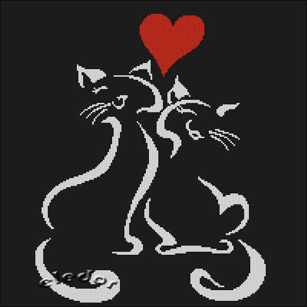 пара - пара, кошки, сердце, любовь - оригинал