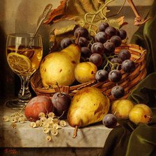 Оригинал схемы вышивки «Натюрморт с виноградом и грушами» (№990949)