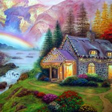 Схема вышивки «Дом и радуга»