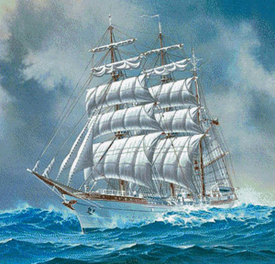 Парусник - океан, корабль, волны, море, парусник - предпросмотр
