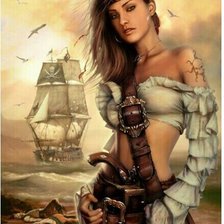 Оригинал схемы вышивки «Девушка пиратка» (№992153)