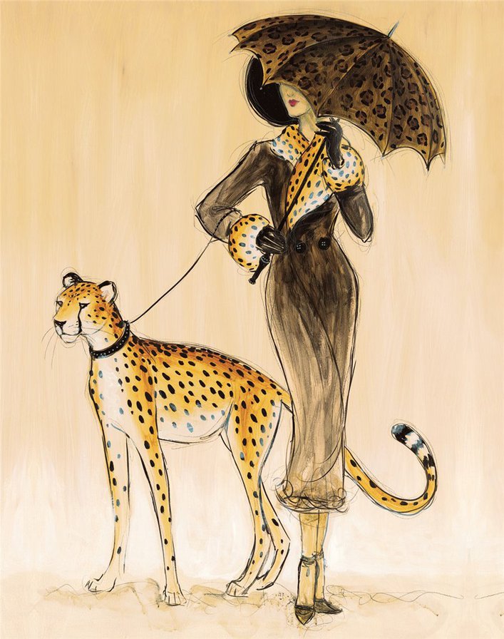 Дама с леопардом - леопард, женщина, леди, дама, животное, карен дюпре - оригинал
