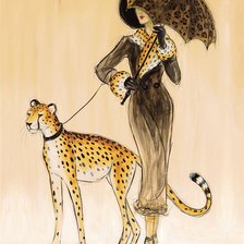 Оригинал схемы вышивки «Дама с леопардом» (№993038)