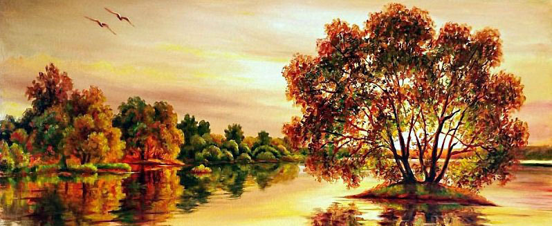 -в багрец и золото... - река, осень, природа, пейзаж - оригинал
