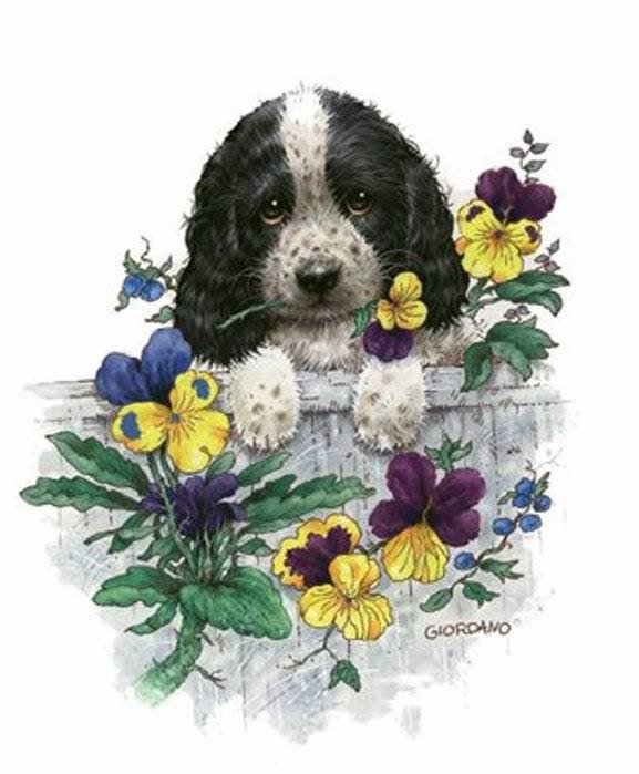 серия "собаки" - животные. собаки.цветы - оригинал