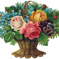 Оригинал схемы вышивки «цветы в корзине» (№1001209)