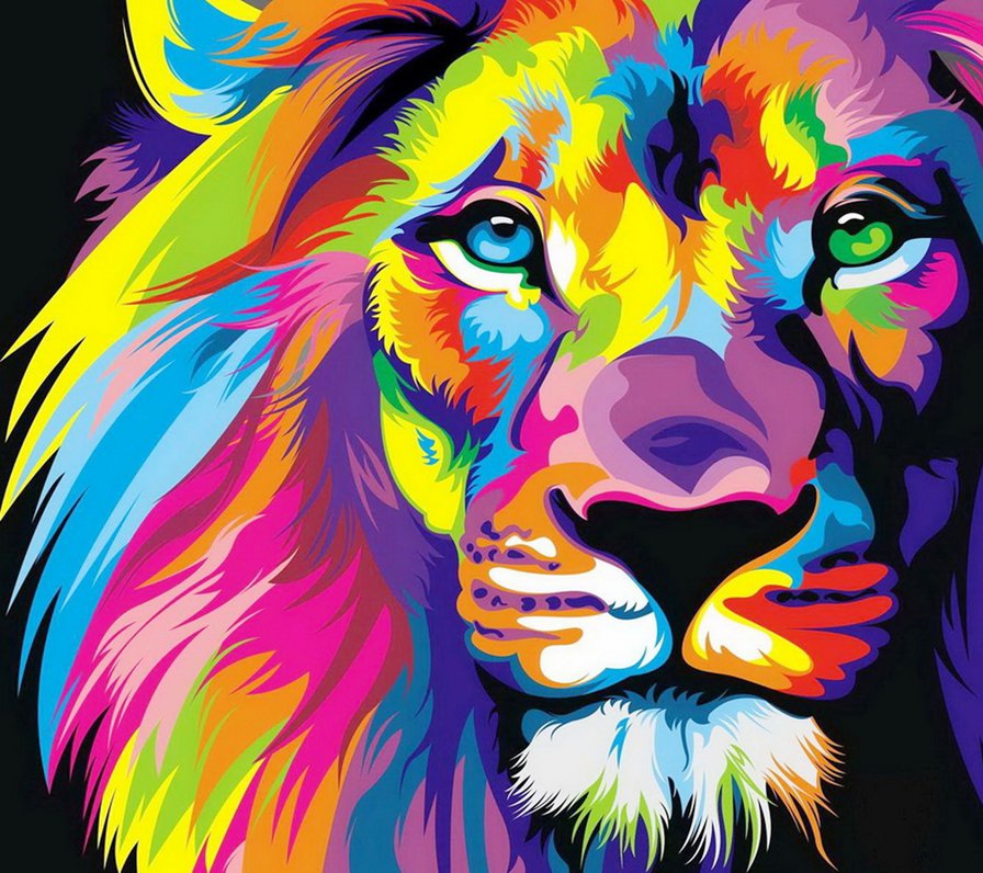 Лев - лев, дикие звери, кошка, цвета - оригинал