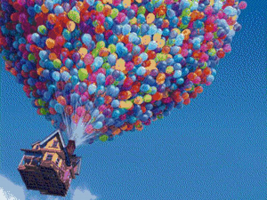 Вверх шары - вверх, воздушные шары, мультьфильм - предпросмотр