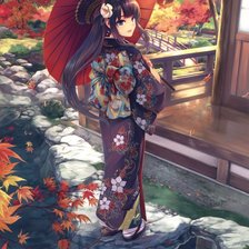 Осень Девушка с зонтом